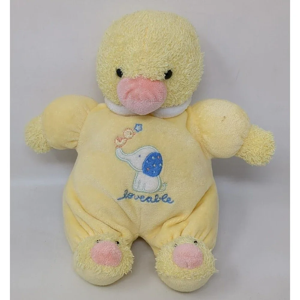 Carter's 2005 Yellow Baby Duck Terry Cloth Stuffed Animal Plush Toy Rattle 37556